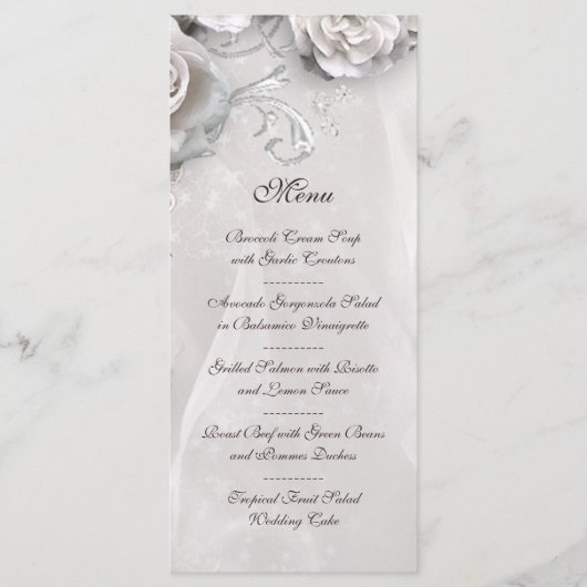 Elegant witte bruiloft menu (Voorkant)