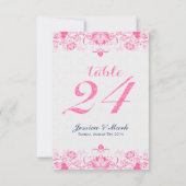 Elegant Witte Damast & Roze Bloemen Kant 2 Kaart (Achterkant)