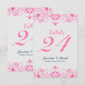 Elegant Witte Damast & Roze Bloemen Kant 2 Kaart (Voorkant / Achterkant)