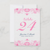 Elegant Witte Damast & Roze Bloemenkant 2 Kaart (Achterkant)