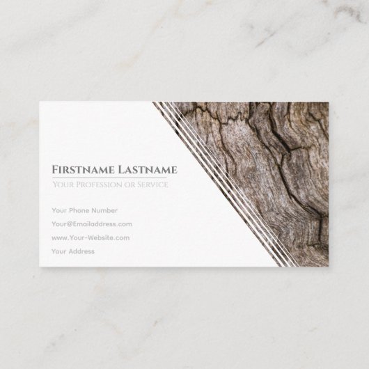 Elegant witte ellips, houtwaren met houten stijl visitekaartje (Achterkant)