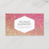 ELEGANT WITTE EMBLEM BRONZE/PINK OMBRE GLITTER VISITEKAARTJE (Voorkant)