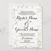 Elegant witte en gouden bruine marmer, luxe bruilo kaart (Voorkant)