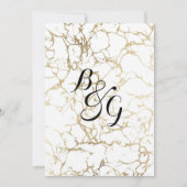 Elegant witte en gouden bruine marmer, luxe bruilo kaart (Achterkant)