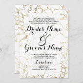 Elegant witte en gouden bruine marmer, luxe bruilo kaart (Voorkant / Achterkant)