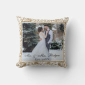 Elegant witte en gouden namaak glitters fotohuweli kussen (Voorkant)
