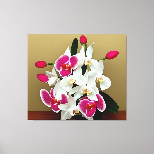 Elegant witte en roze orchideeën bouquet digital canvas afdruk (Voorkant)