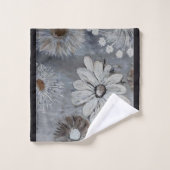 Elegant witte Floral met grijs Bad Handdoek (Wasdoekje)