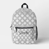 Elegant witte glinsterende glitter bedrukte rugzak (Voorkant)