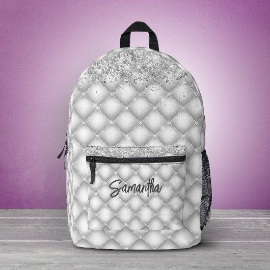 Elegant witte glinsterende glitter bedrukte rugzak
