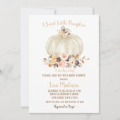 Elegant Witte Glitter Herfst Pompoen Baby shower Kaart (Voorkant)