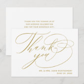 Elegant Witte Goud Moderne Huwelijk Schrift Bedankkaart (Voorkant / Achterkant)