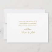 Elegant Witte Goud Moderne Huwelijk Schrift Bedankkaart (Achterkant)