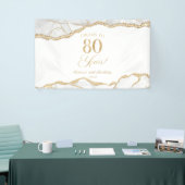 Elegant witte gouden agaat 80ste verjaardagsfeest spandoek (Beurs)