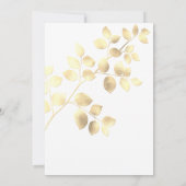 Elegant witte gouden bladeren trouwuitnodiging kaart (Achterkant)