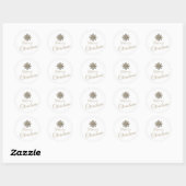 Elegant Witte Gouden Sneeuwvlok Prettig Kerstfeest Ronde Sticker (Vel)