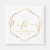 Elegant Witte Gouden Trouw Geschenk met Monogram B Magneet (Voorkant)