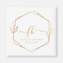 Elegant Witte Gouden Trouw Geschenk met Monogram B Magneet