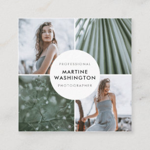 Elegant witte-grensfotograaf met minimale moderne vierkante visitekaartje