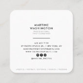 Elegant witte grensfotograaf modern minimaal vierkante visitekaartje (Achterkant)