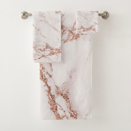 Elegant witte grijze roos goudglitter marmer bad handdoek (Insitu)