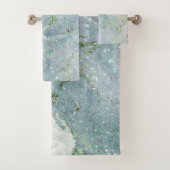 Elegant witte grijze zilverglittermarmer bad handdoek (Insitu)