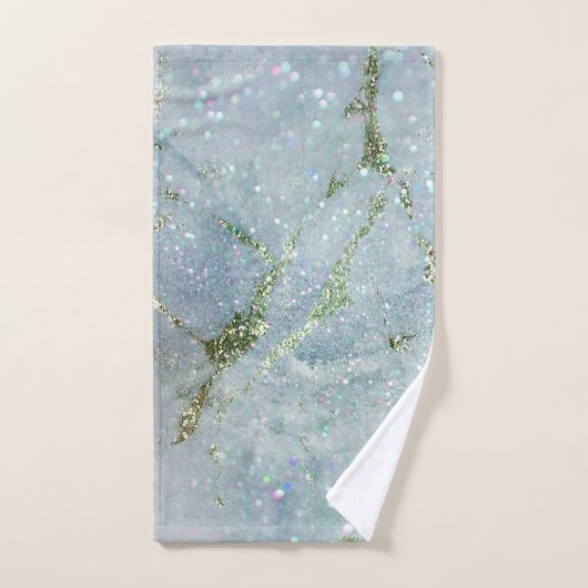 Elegant witte grijze zilverglittermarmer bad handdoek (Handdoek)