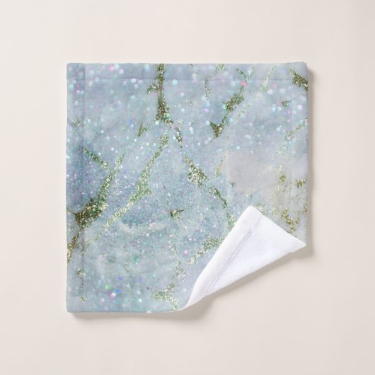 Elegant witte grijze zilverglittermarmer bad handdoek (Wasdoekje)