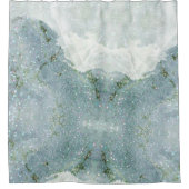 Elegant witte grijze zilverglittermarmer Bath Douchegordijn (Voorkant)