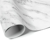 Elegant witte grijze zilverglittermarmer cadeaupapier (Rol Hoek)