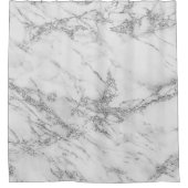 Elegant witte grijze zilverglittermarmer douchegordijn (Voorkant)