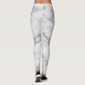 Elegant witte grijze zilverglittermarmer leggings (Achterkant)