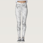 Elegant witte grijze zilverglittermarmer leggings (Voorkant)