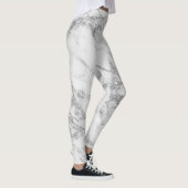 Elegant witte grijze zilverglittermarmer leggings (Rechts)