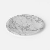 Elegant witte grijze zilverglittermarmer papieren bordje (Gekanteld)