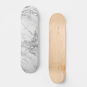 Elegant witte grijze zilverglittermarmer persoonlijk skateboard (Voorkant)