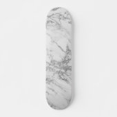 Elegant witte grijze zilverglittermarmer persoonlijk skateboard (Voorkant)