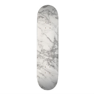 Elegant witte grijze zilverglittermarmer persoonlijk skateboard