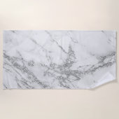 Elegant witte grijze zilverglittermarmer strandlaken (Voorkant)