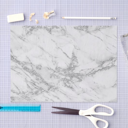 Elegant witte grijze zilverglittermarmer tissuepapier (Craft)