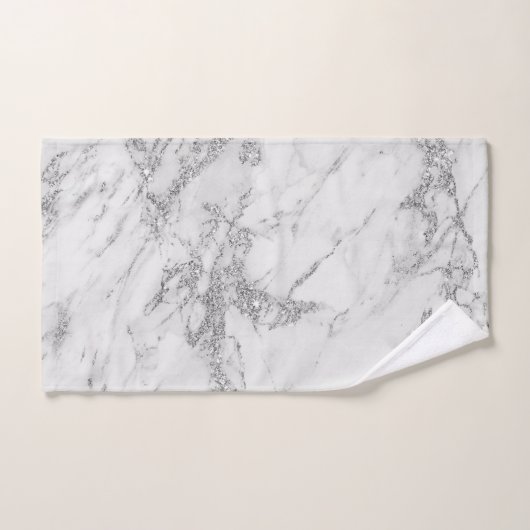 Elegant witte grijze zilvermarmer bad handdoek (Handdoek)