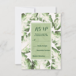 Elegant Witte Groene Tropische Bladeren RSVP Antwo Kaartje
