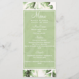 Elegant witte groene tropische bladeren trouwmenu menu