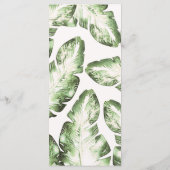 Elegant witte groene tropische bladeren trouwmenu menu (Achterkant)