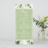 Elegant witte groene tropische bladeren trouwmenu menu (Staand voorkant)