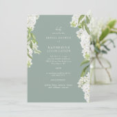 Elegant Witte Hortensia Dark Sage Vrijgezellenfees Kaart (Staand voorkant)