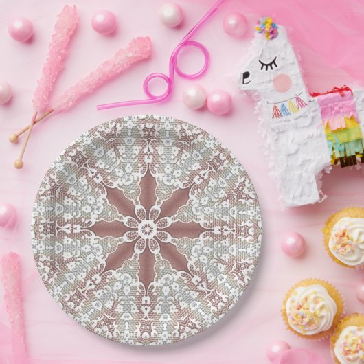 Elegant Witte Kant Bloem Papier Bord (Feest)