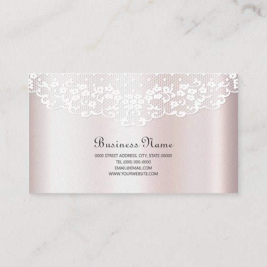 Elegant witte kant bloemenVisitekaartje Visitekaartje (Achterkant)