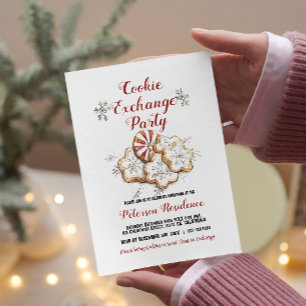 Elegant Witte Kerst Cookie Exchange Party Kaart