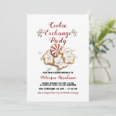 Elegant Witte Kerst Cookie Exchange Party Kaart (Staand voorkant)